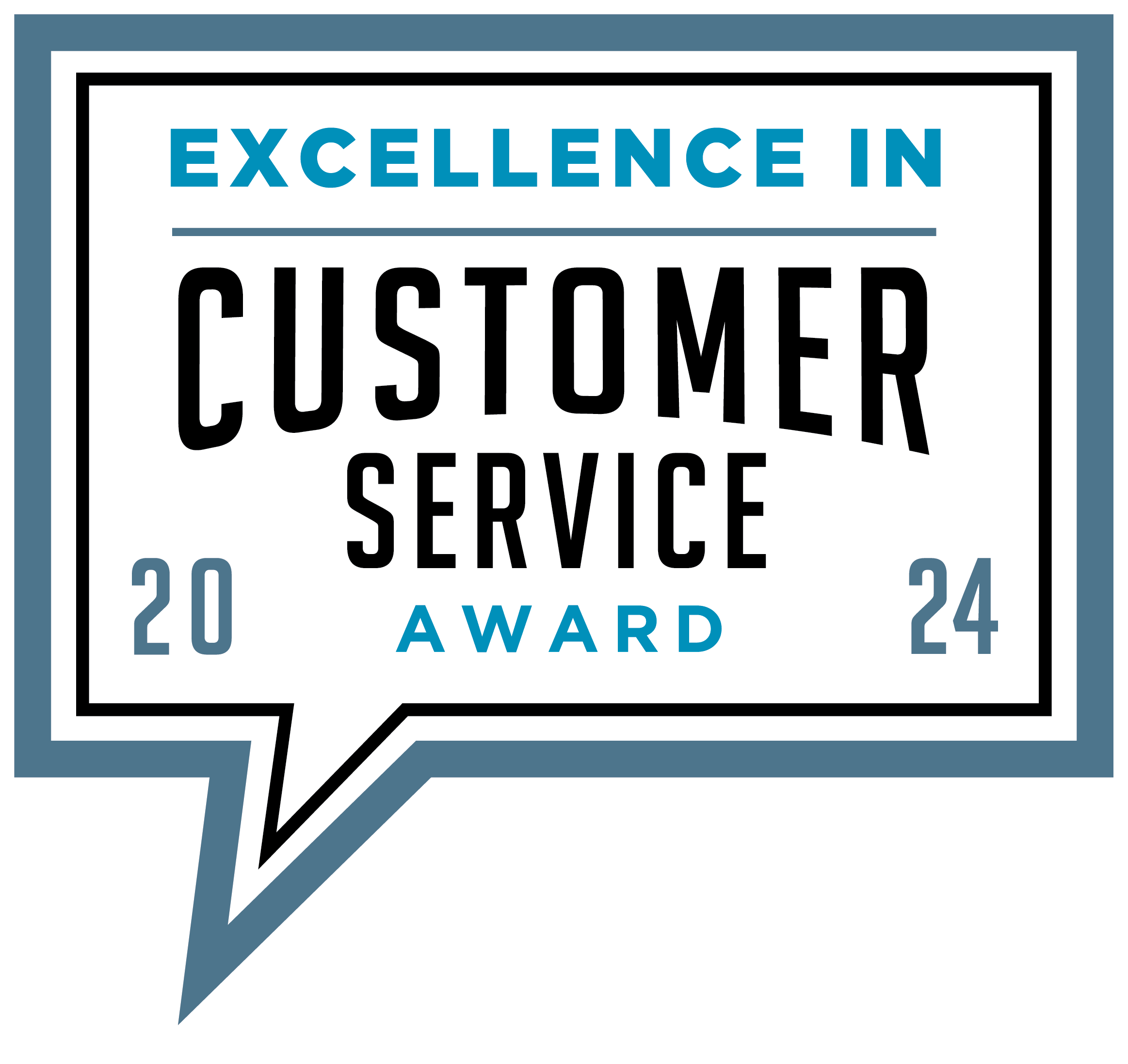 Logo badge for the 2024 Excellence in Customer Service Award